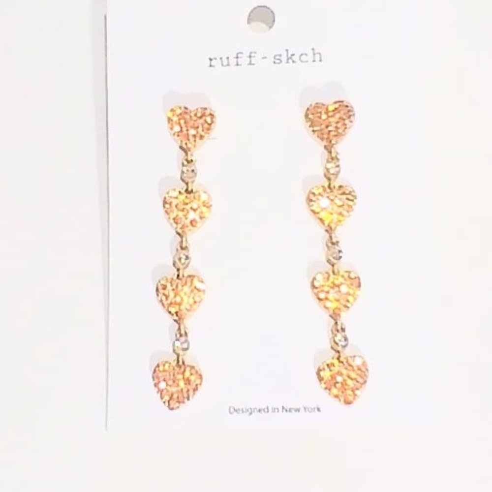 Women's Ruff-Skch Rose Gold, Heart And Diamond, Earrings